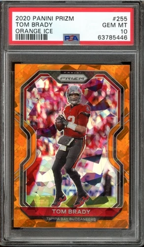 2020 Panini Prizm Tom Brady Orange Ice #255 PSA 10