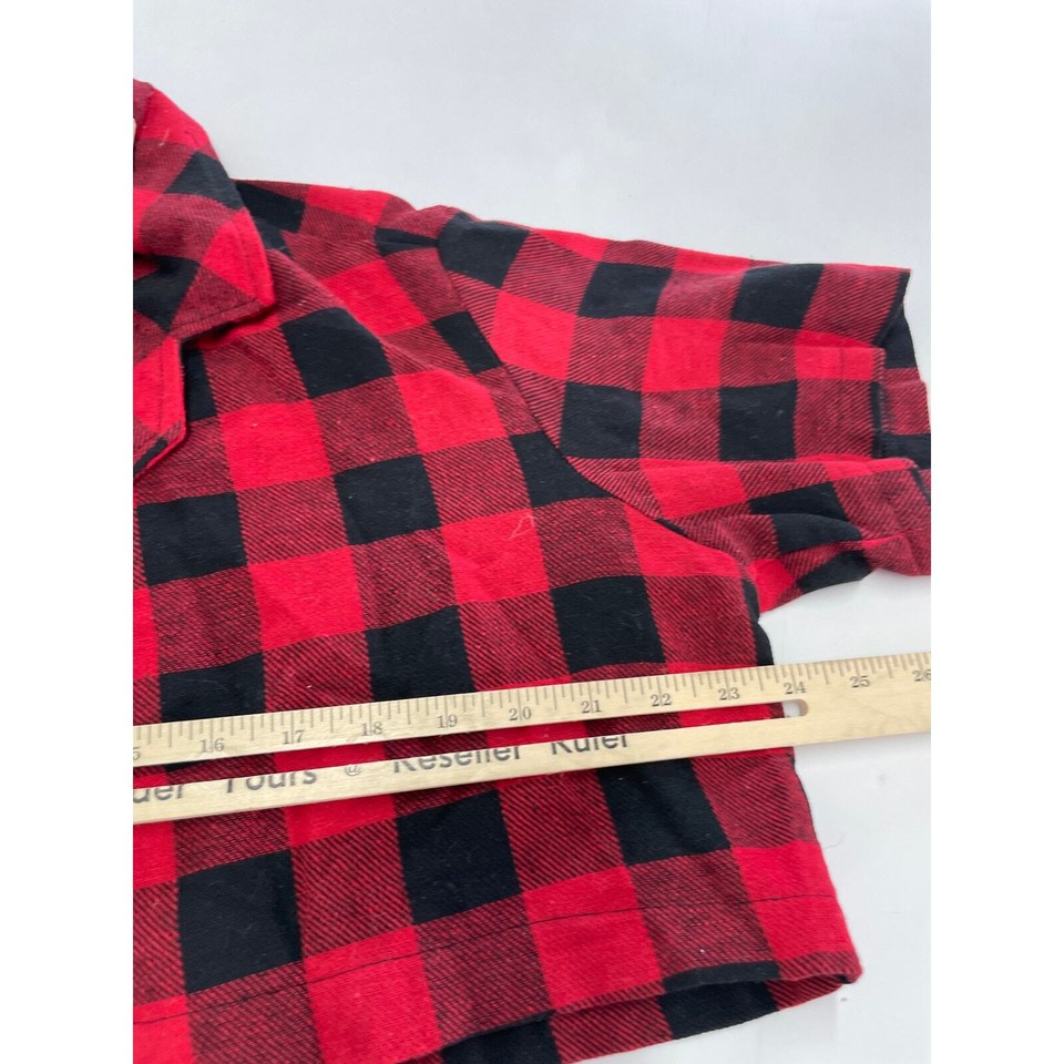 House Of Aris Shirt Womens Medium Red Black Buffalo Plaid Crop Button
