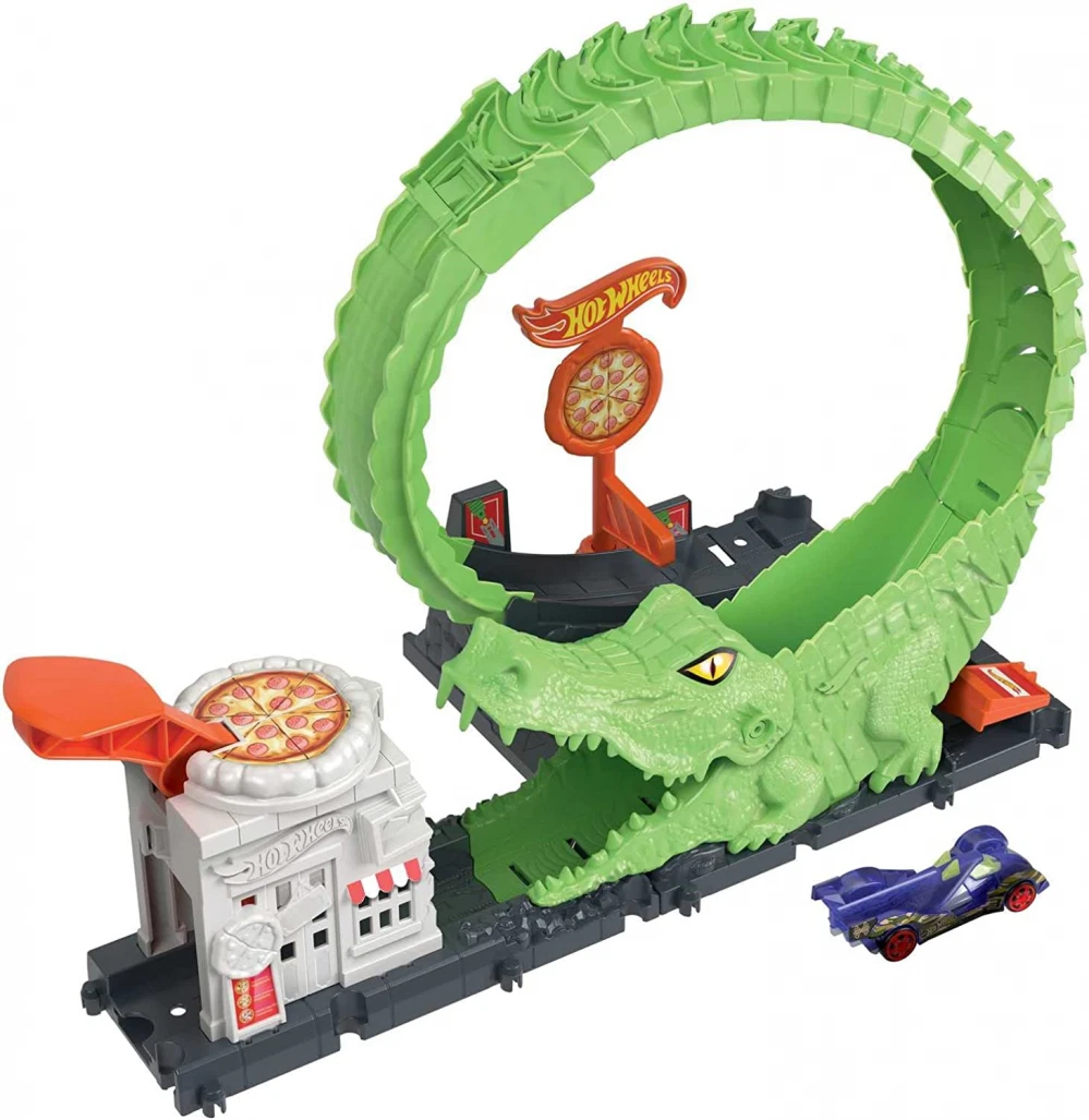 Hot Wheels City Gator Loop Attack Track Set with 1 64 Diecast Car