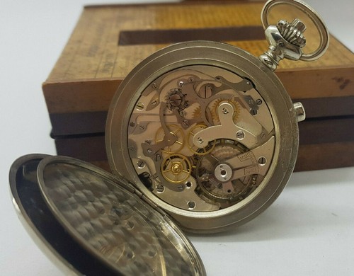RELOJ BOLSILLO RARO ANTIGUO FRACCIÓN DE SEGUNDO METAL BLANCO - Imagen 7 de 9