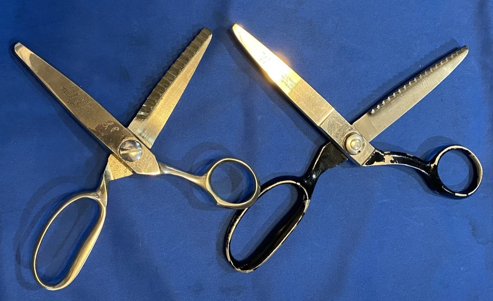 Pair Vtg. Pinking Shears Wiss P-24 9 1/2"40's & American Knife Co Sabre Solingen - Image 3 of 4