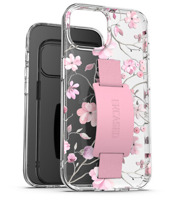 Designed for iPhone 15 Case with Finger Loop Strap (Clear/Pink