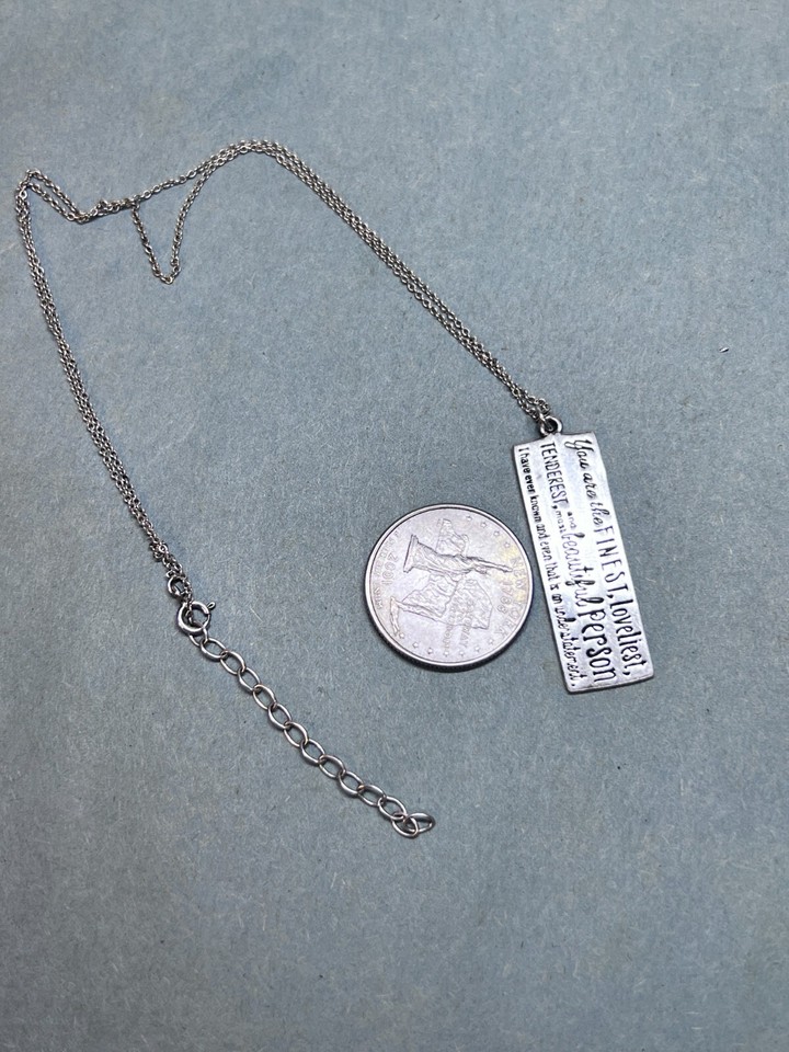 SS Pendant/Necklace with F. Scott Fitzgerald Quote Engraving 6g 16'' eBay