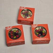 Vintage Ball Dome Lids Set 3 Boxes Decorative Mason Jar Metal Fruit Multicolor