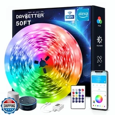 DAYBETTER Smart WiFi Led Lights, 50 FT RGB Led Strip Lights Compatible with A