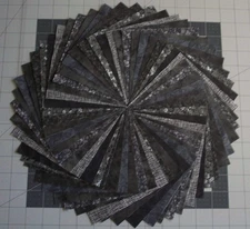 54 Black Gray Calico Fabric 5" Quilting Squares 100% Cotton Charm pack
