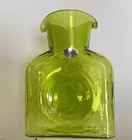 Blenko Handmade Glass 384 Water Bottle in Olive Green , stamped Blenko 2023