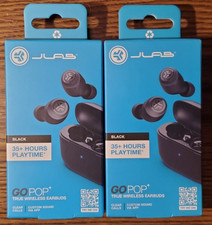 2x JLab GO POP True Wireless Earbuds Headphones Black 35 Hours Playtime