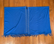 Women's Wrap Soft Shawl Cape Blue Sparkle Jewels And Fringe, One Size NWT