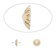 Bead Cap, 100 Gold Plated Brass 6x1.5mm Ribbed Bead Caps to Fit 6-8mm Beads