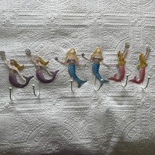 Mermaid Towel Or Clothing Hooks Beautifully Painted Metal