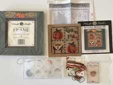Vintage Mill Hill Autumn Series IX Buttoned and Beaded Kit Punkin' Pie w/ Frame