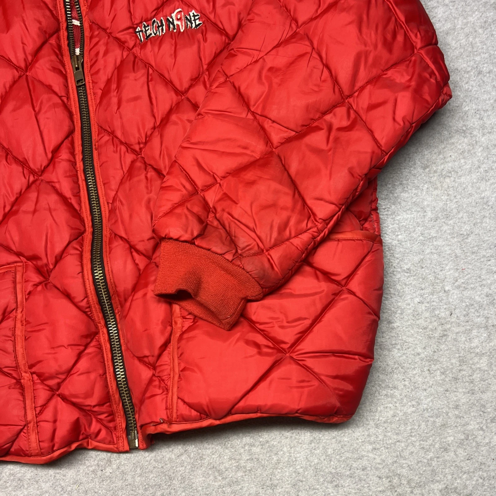 Rare Vintage Tech Nine Jacket Mens XL Quilted N9NE Strange Music Hiphop Red image 2