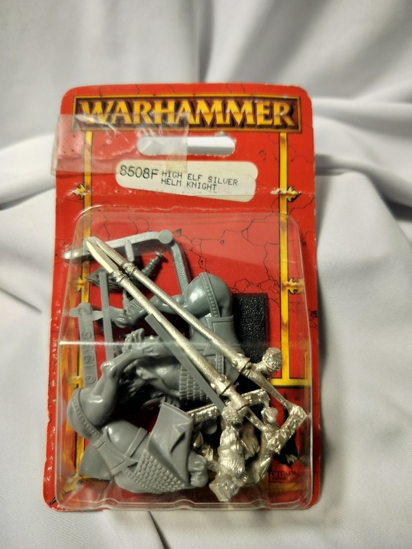 GW WHFB High Elf Silver Helm Knight '97 Sealed OOP Rare 1 Metal Mounted Model