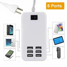 Multi 6 Port USB Hub Wall Charger Station Fast Charging AC Power Adapter Desktop