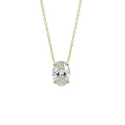 14Kt Gold 0,70 Ct Oval Lab Grown Diamant Solitär Anhänger