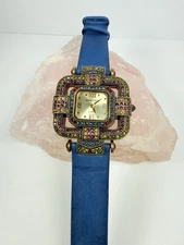 Heidi Daus Rhinestone Art Deco Style Multi-Color Watch B7978, New Battery