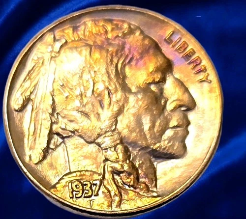 1937 Buffalo Nickel – Superb Gem BU++ High Grade Natural Album Toning