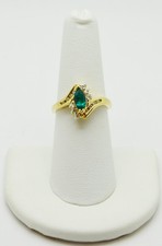 14K Yellow Gold Green Gem & Diamond Details R...