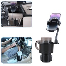 Car Cup Holder Expander Adjustable Base w/ Phone Mount 360 Rotation Cup Holder