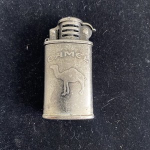Vintage Camel Promotional Lighter Flip Top Oval Metal Barrell Box Untested