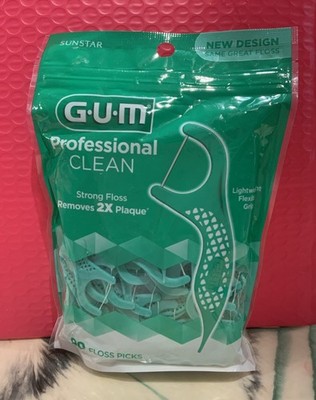 GUM Professional Clean Flossers Extra Strong Mint Dental Flosser Picks 90 Count