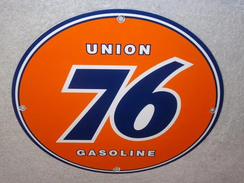 VINTAGE UNION OIL CO CA 76 GASOLINE SERVICE STATION 11 3/4" PORCELAIN METAL SIGN