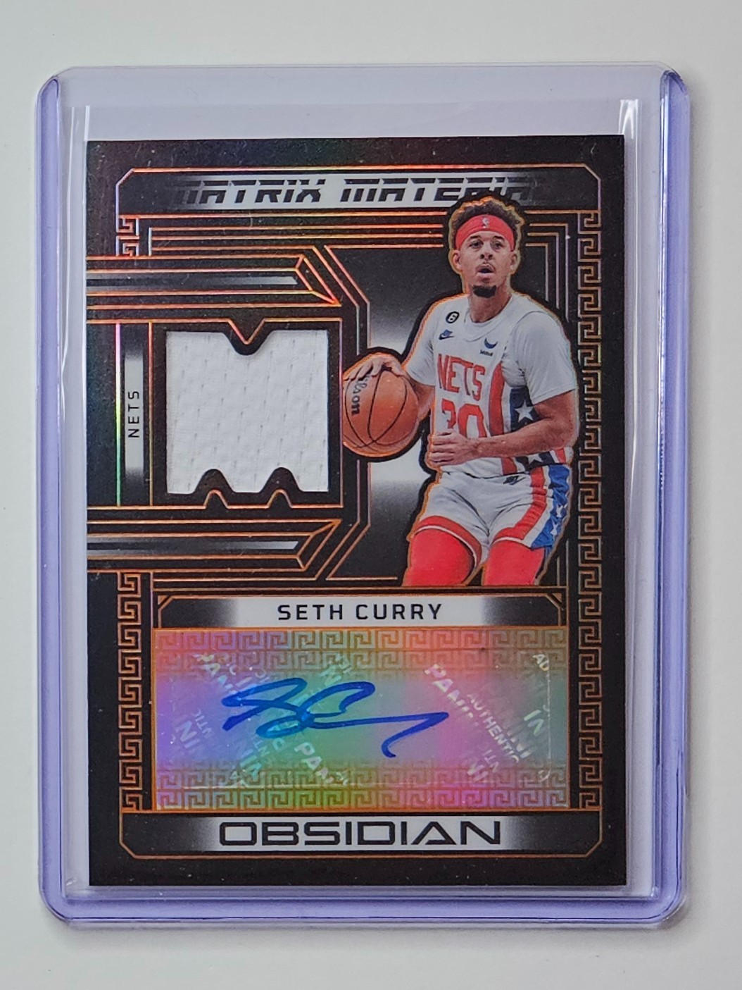 Seth Curry 2022-23 Obsidian Matrix Materials Orange Etch Auto /35 ✍️