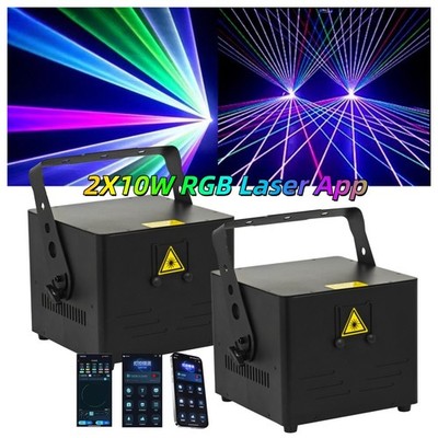 2pc 10W RGB Laser Light full color animation app dmx ilda laser show stage light