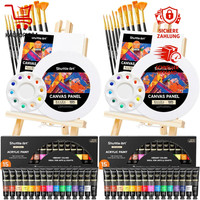 Acrylfarben Set 58 StüCk Malkoffer Mit 15 Farben Staffelei Leinwand Pinsel