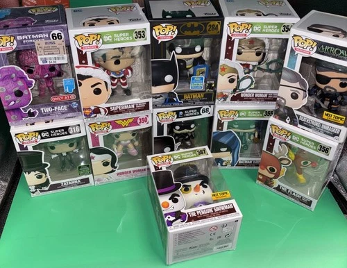 11x lot RARE “DC COMICS” Funko Pops (TWO-FACE, WONDER WOMAN)
