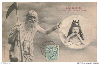 BCEP4-0286-FEST-GRÜSSE - Frohes neues Jahr 1905 - Kuckuck - Ah la voila - Ein Mädchen