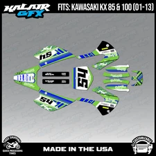 Kalair GFX Graphics Kit for  Kawasaki KX85 KX100 (2001-2013)  Split - Blue Green