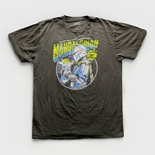 Star Wars Mandalorian Grogu Baby Yoda Graphic T-Shirt Mens L Dark Short Sleeve