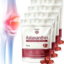 4 ROVINA Astaxanthin 12mg Softgels From Microalgae - Triple Strength Antioxidant