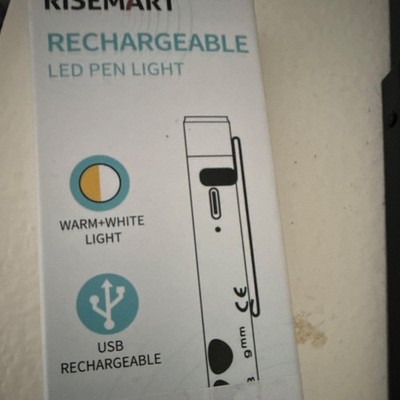 RISEMART Rechargeable LED Pen Light Warm+White Light USB Rechargeable