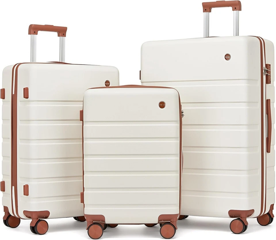 Elegante compañero de viaje familiar - Juego de equipaje rígido de 3 piezas con ruedas giratorias Foto 3 de 4