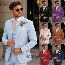 Wedding Groom 3PCS Men's Suit Formal Coat Notch Lapel Slim Fit Party Jackets