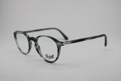 NEW PERSOL P 3218-V 1051 CLEAR BLUE HORN AUTHENTIC FRAMES EYEGLASSES 49-21