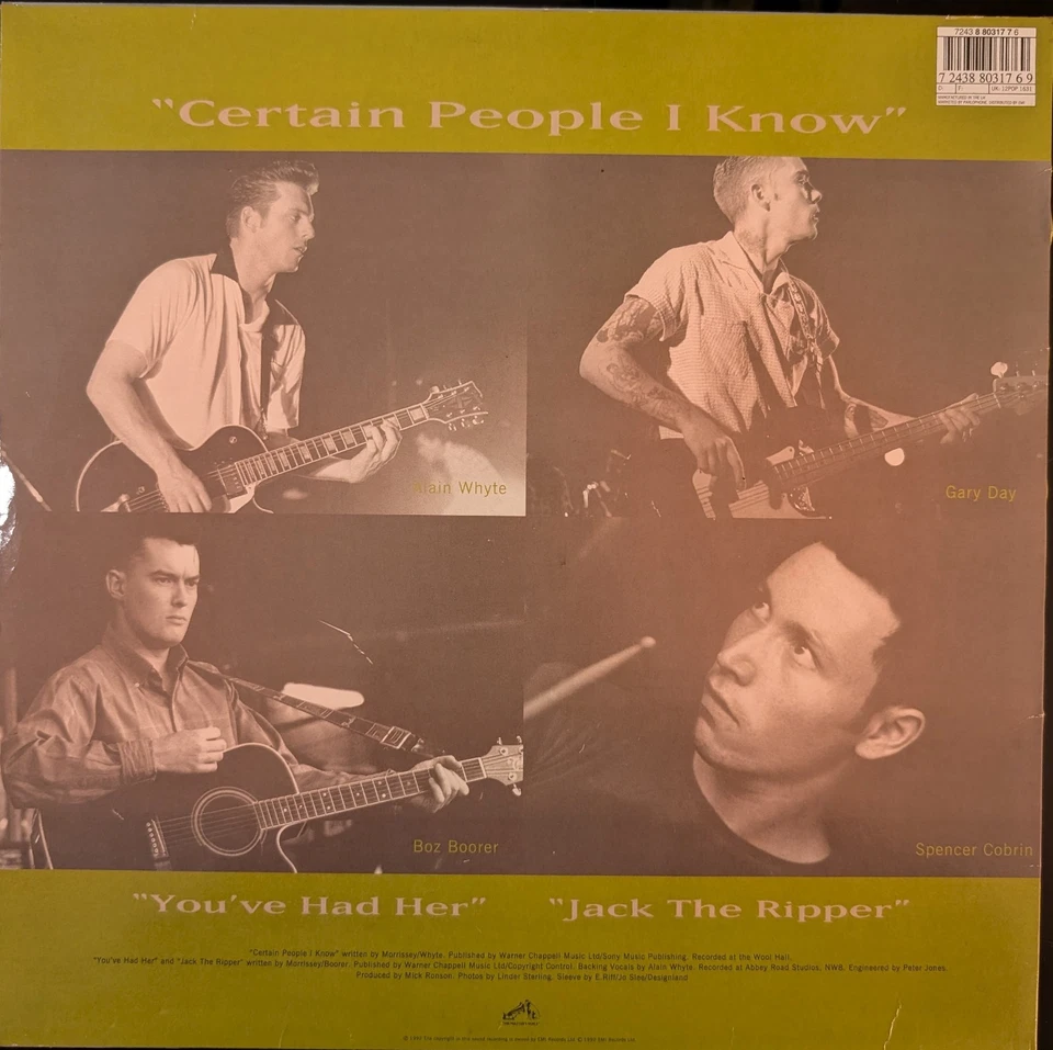 Morrissey Certain People I Know Vinyl Record VG+/VG+ 12POP 1631 1992 - Image 2 of 2