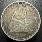 1877 P Seated Liberty Silver Quarter Dollar 25c Original XF Holed US Type Coin