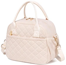 Lunch Box for Women Insulated Bag Cooler Thermal Leakproof Quilted Tote Beige