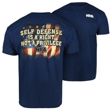 NRA Self Defense is a Right Not a Privilege- T-Shirt (2X)- Navy Blue