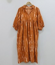 Hand Block Print Cotton Midi Dress Boho Handmade Ethnic Summer Dress