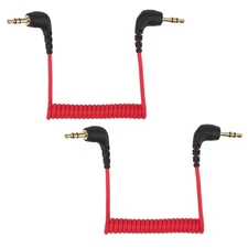 2Pcs 3.5Mm Microphone Cable, Camera Audio Cable 3.5Mm TRS Coiled Dual Patch Cabl