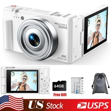 Digital Camera for Photography, 4K 72MP Autofocus YouTube Vlogging Camera 64GB