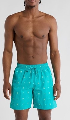 $66 Nike Men's Volley Swim Shorts 7''-NESSF518- Cactus Green-Medium-New Tags