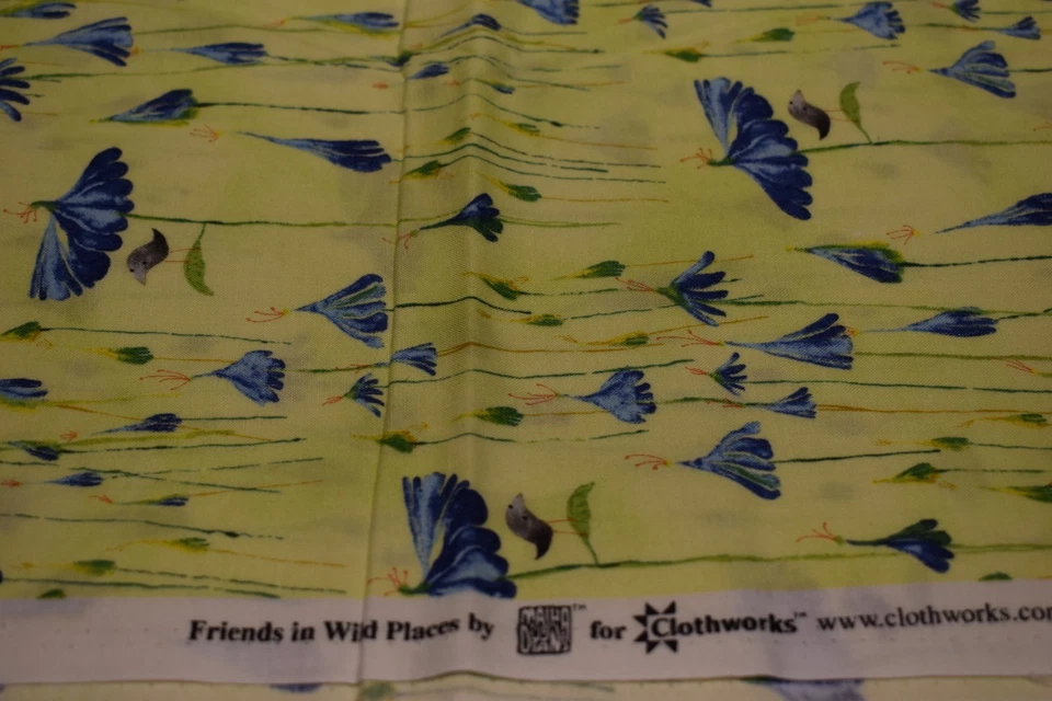 3 piece fabric lot CLOTHWORKS green blue MASHA D'YANS laurel burch 1/2 YARD EACH - Image 4 of 4