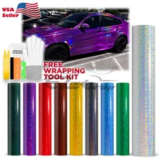 Holographic Brushed Aluminum Rainbow Car Vinyl Wrap Sticker Sheet Decal Film DIY