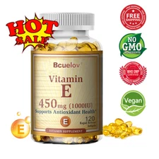Vitamin E 450mg (1000IU) Supports Antioxidant Health Hair,Skin & Nail Eye Health